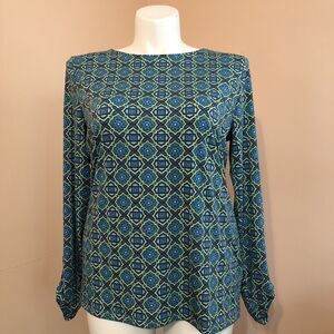 AmberNoon II UPF 30 Blue Aqua Long Sleeve Women's Top Roll Tab Large